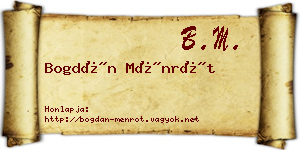 Bogdán Ménrót névjegykártya